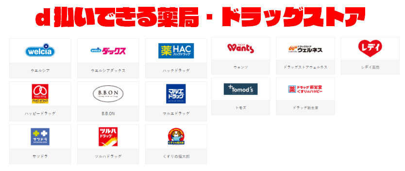 d払いできる「薬局・ドラッグストア」